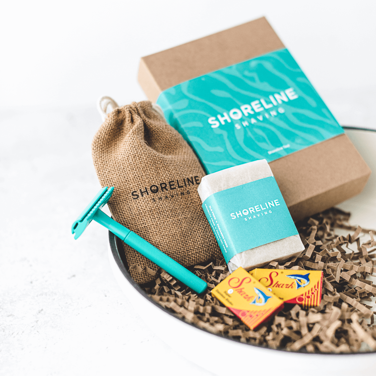 Shaving Kit with Metal Razor - Teal | Shoreline Shaving | Life Before Plastic